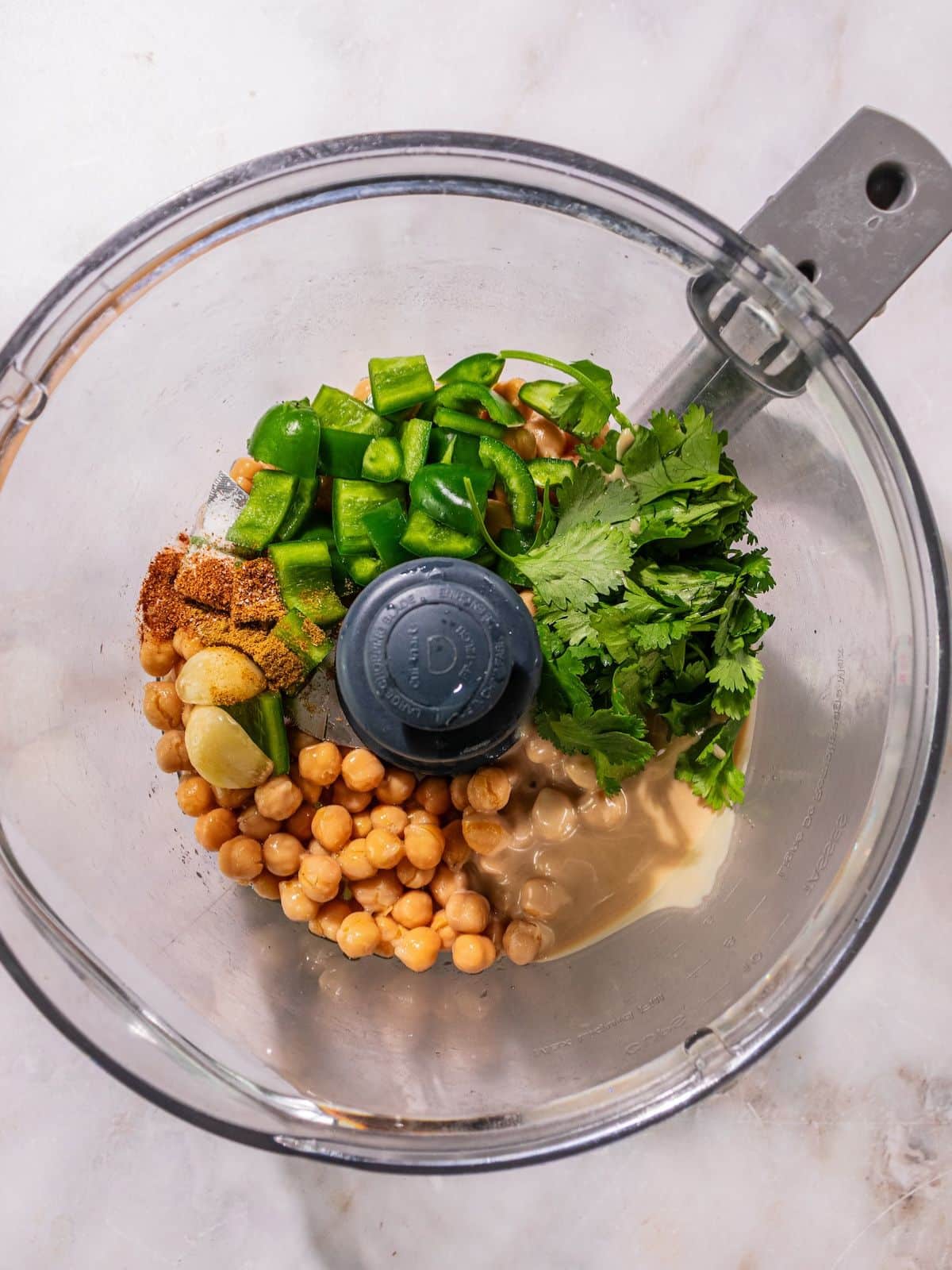 All the ingredients into the blender.