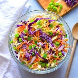 Low calorie coleslaw with cabbage, onions and carrots.