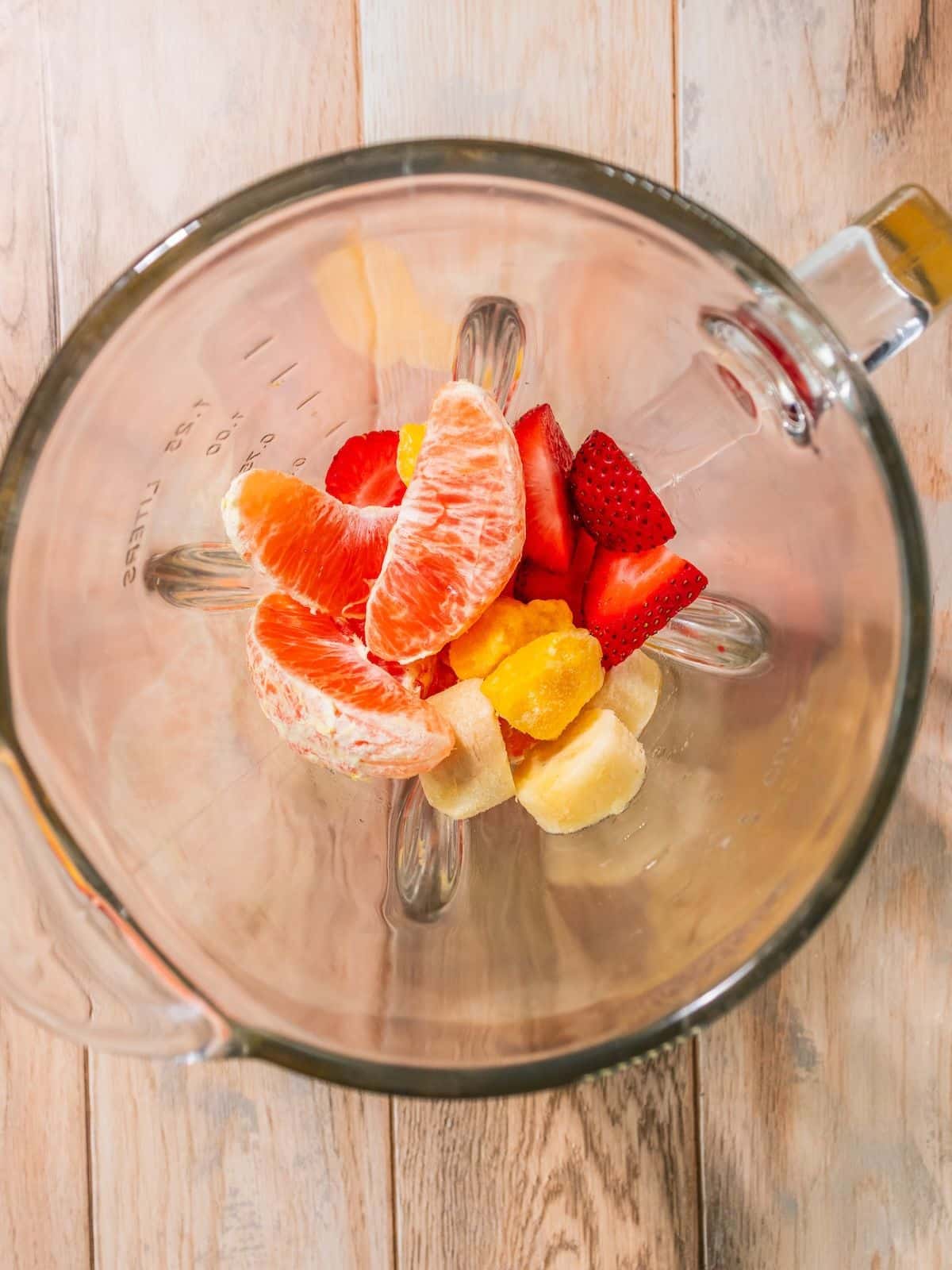 All the fruit in the food processor.