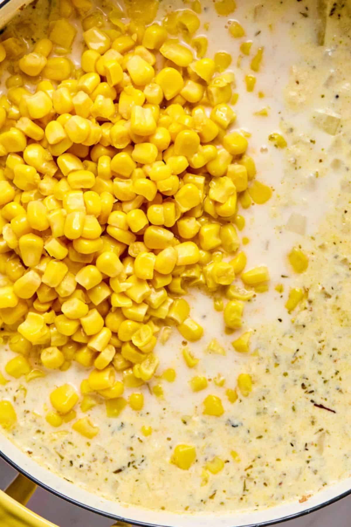 Corn added to the soup.