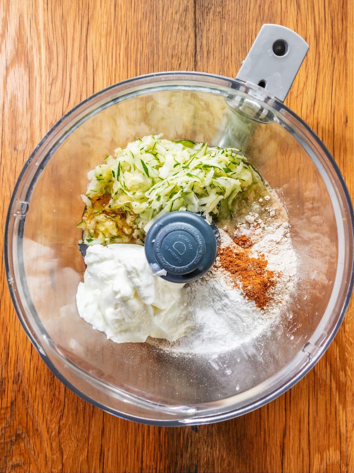 All the ingredients in a blender.