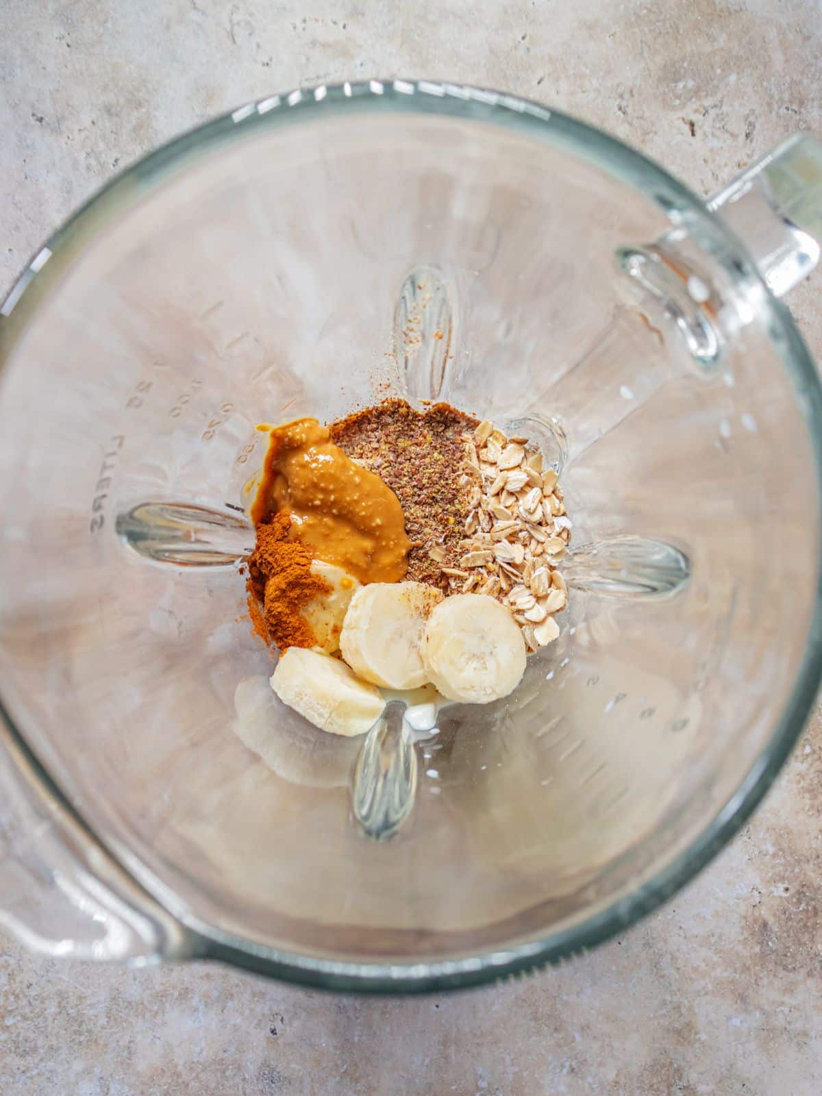 All the ingredients in a blender.