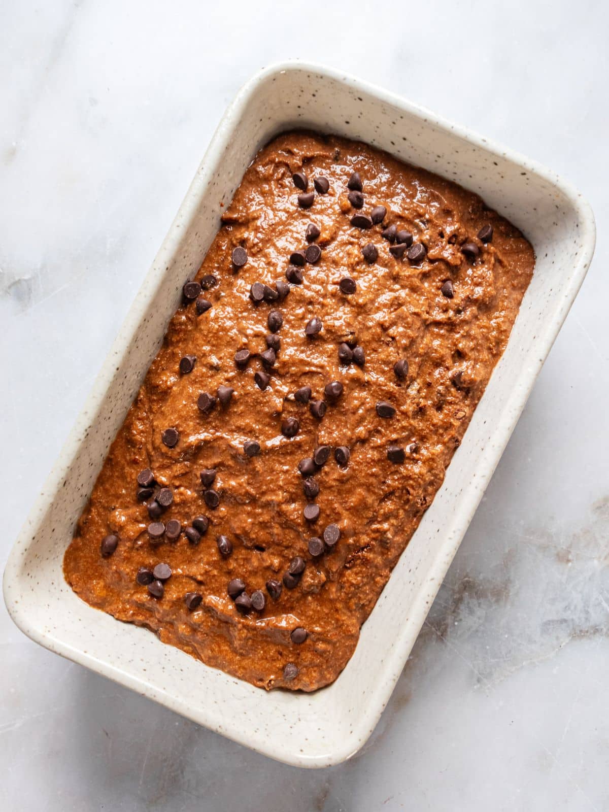 Everything put into a loaf pan to put into the oven.